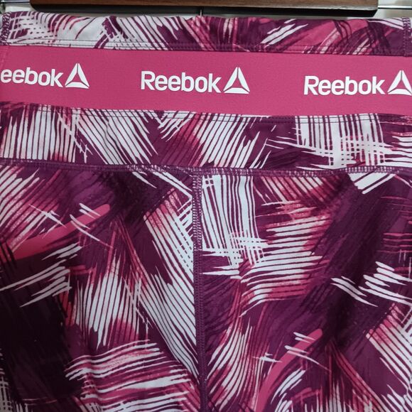 Reebok Revolve Skinny High-rise Capri Sz 2X Yoga Leggings Pink & White - Picture 8 of 11